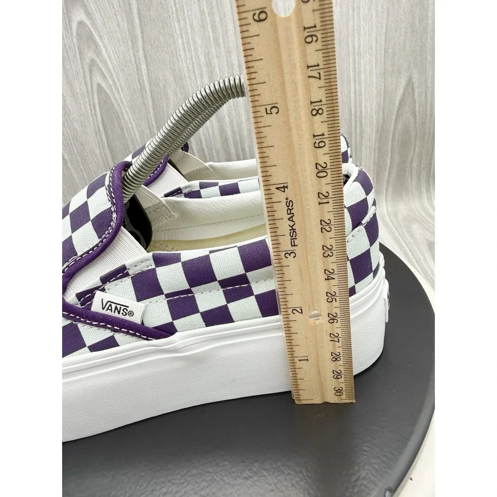 Vans Classic Slip On Stackform Checkerboard Womens Size 7.5 Purple Gray Platform